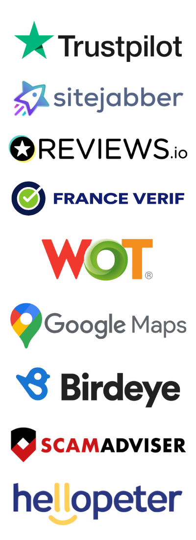 Review Platforms - Trustpilot, Sitejabber, Reviews.io, France Verif, WOT, Google Maps, Birdeye, ScamAdviser, Hellopeter
